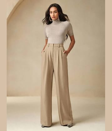 kotty Women Rayon Blend Casual Trousers ( Beige )