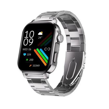 Cultsport Ace X Luxe 1.96" AMOLED Smartwatch, Live Cricket Score, Premium Metallic Build Smartwatch, Always On Display, Bluetooth Calling, Functional Crown(Luxe Silver Steel) Sliver Steel / Free size
