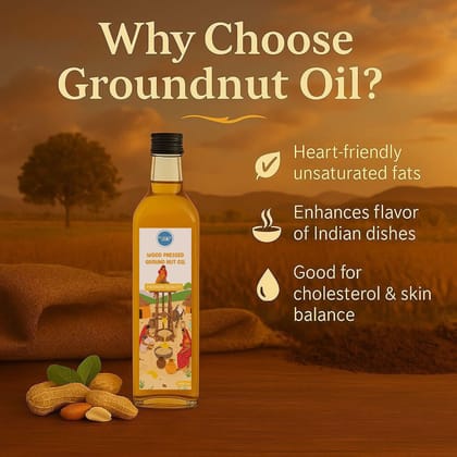 Morning Wale Wood Pressed Groundnut Oil (1L) | Cold Pressed Peanut Oil | Heart Healthy Cooking Oil