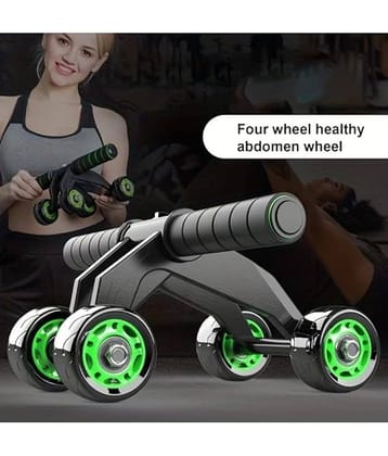 Ab Wheel Roller, Ab Exerciser, Abdominal Wheel, Fitness ab Roller with Knee Mat for Men & Women, Fitness Accessories for Home & Gym (4 Wheel ab roller- Green) Pack of 1