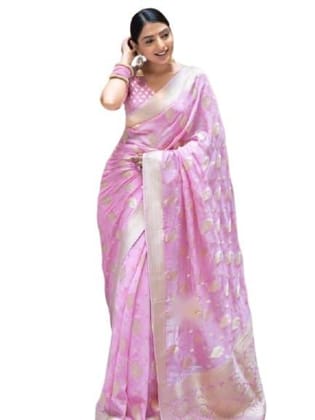 Womens Organza Patola Designer Saree with Unstitched Blouse With Boluse Piece