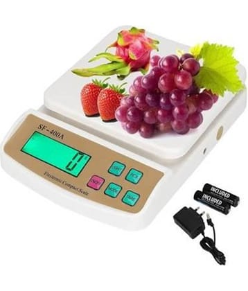 ZYNATY- Electronic weight machine for kitchen home,weighing machine, | Electronic Food Weight Scale Upto 10 KG for Home, Kitchen, Shop | Small, Portable for Food, Fruits, Products|White -with Adapter Weighing Scale  (White)