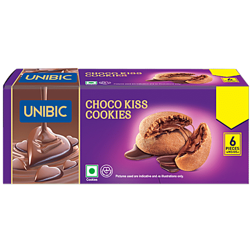 UNIBIC FOODS Centre Filled Cookies - Choco Kiss, For Snacking, 60 g single pack