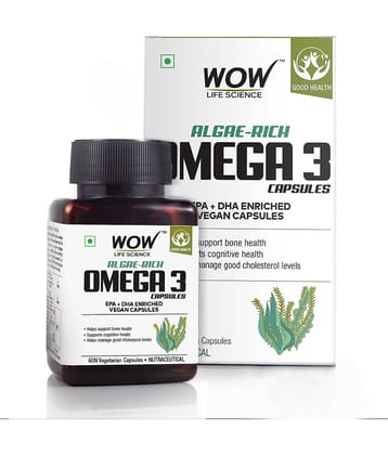 WOW Life Science Algae-Rich Omega 3 Capsules - 60 Vegetarian Capsules