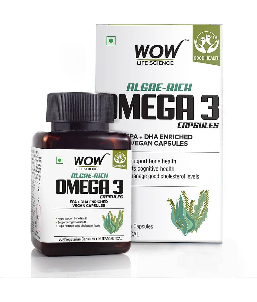 WOW Life Science Algae-Rich Omega 3 Capsules - 60 Vegetarian Capsules