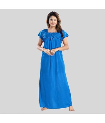 Gutthi - Blue Satin Women's Nightwear Nighty & Night Gowns ( Pack of 1 )