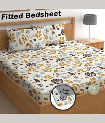 CG HOMES Cotton 1 Double Fitted Bedsheet with 2 Pillow Covers ( 220 cm x 220 cm ) , Multi