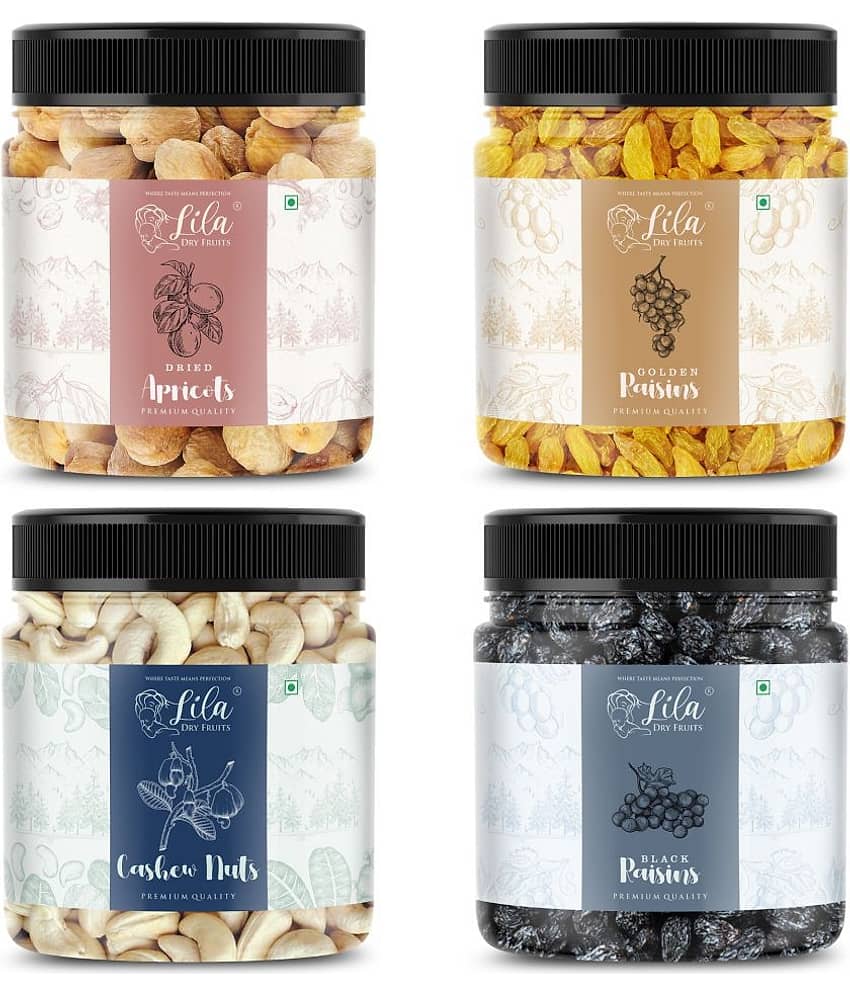 Lila Dry Fruits Cashew(250gm), Green Raisin(250gm), Black Raisin(250gm), Apricots(250gm)