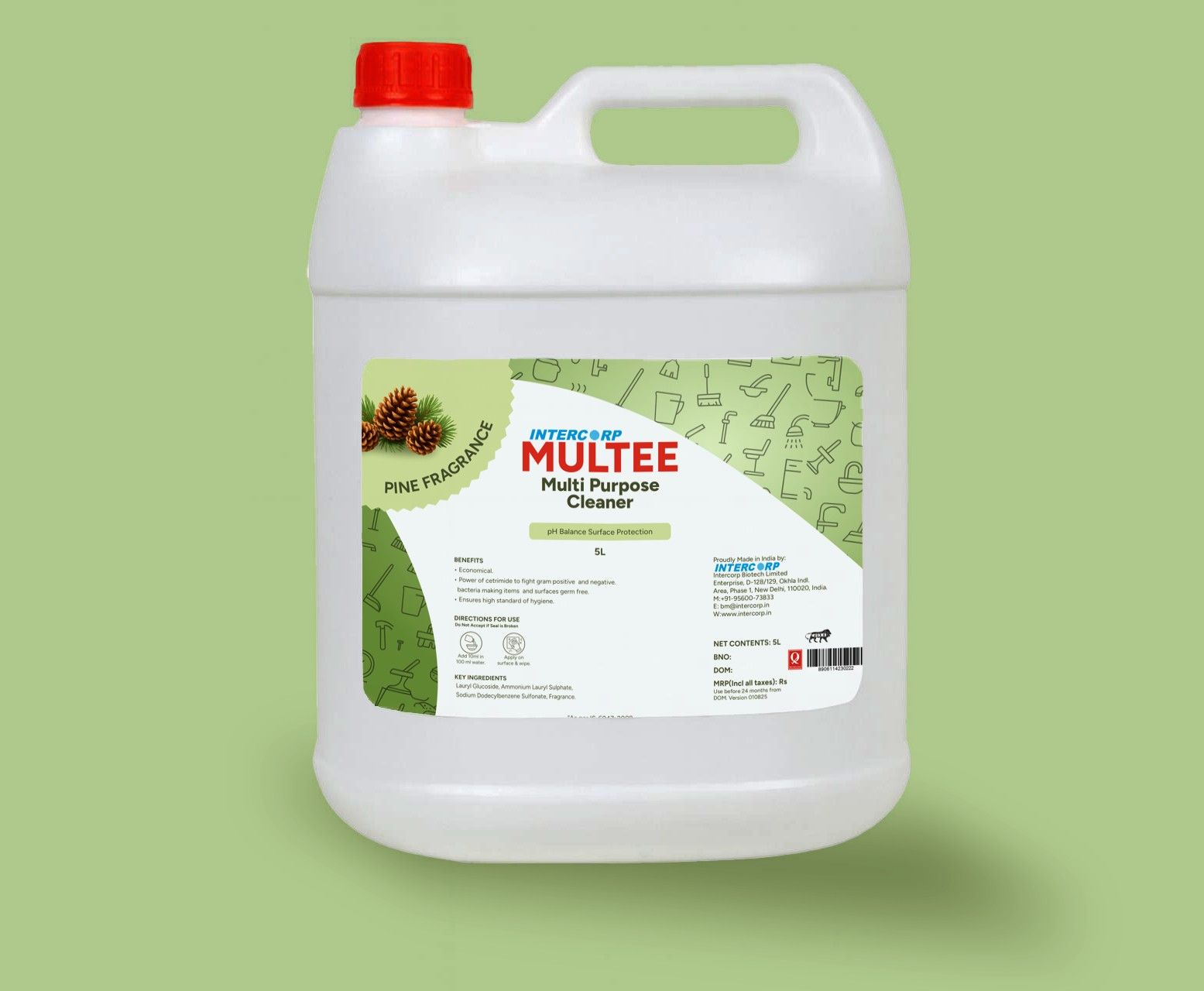 Intercorp Multee Antibacterial Multi Purpose Cleaner, Jumbo Saver Pack - 5 Litre