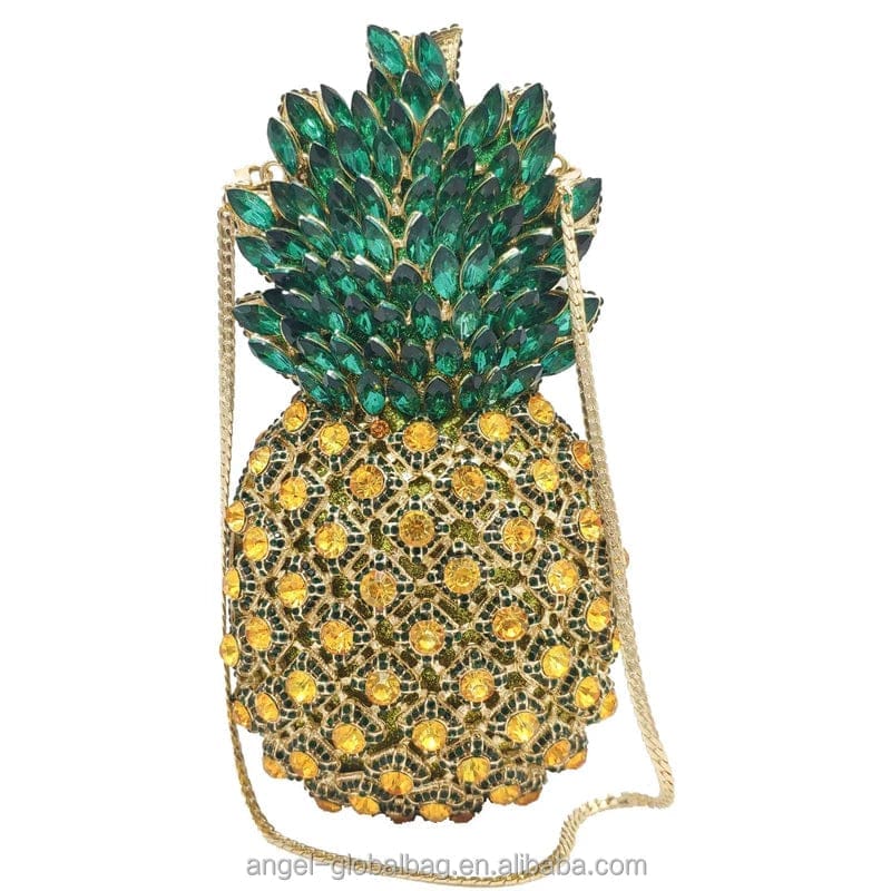 Luxury elegant bling crystal  pineapple shape rhinestone clutch bag for luxury wedding party