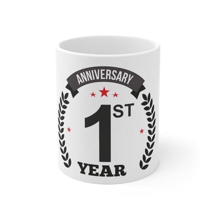 DARSHANS Ceramic 1st Anniversary Printed Coffee Mug (Color: White, Capacity:330ml) DARSHANS Ceramic 1st Anniversary Printed Coffee Mug (Color: White, Capacity:330ml)