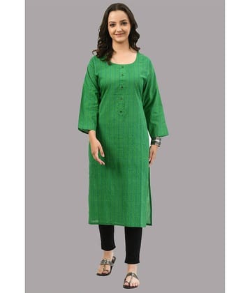 MAURYA 100% Cotton Printed Straight Women's Kurti - Green ( Pack of 1 )