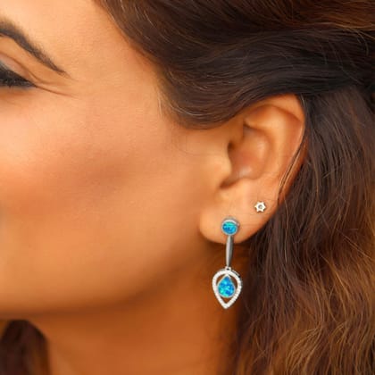 Tishnagi Blue Opal Sterling Silver Dangler For Mom