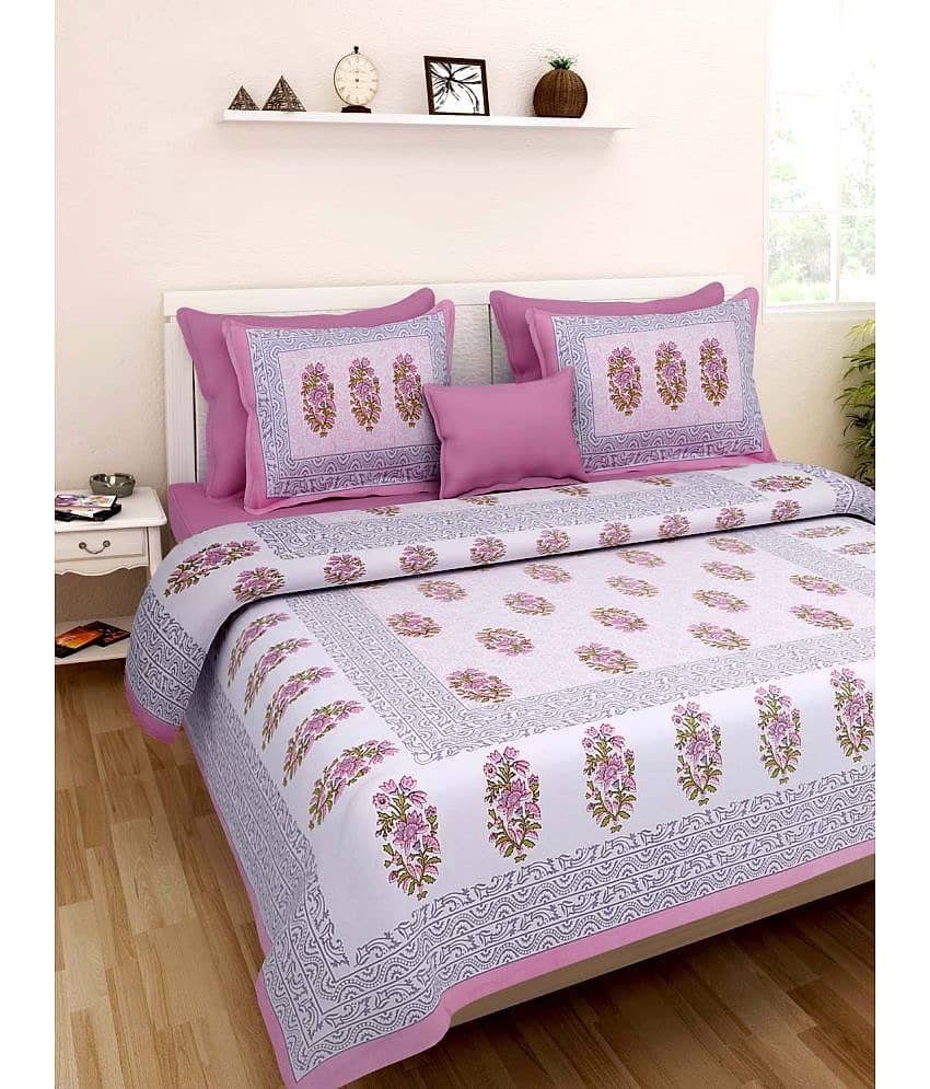Uniqchoice Cotton 1 Double Bedsheet with 2 Pillow Covers ( Pink )
