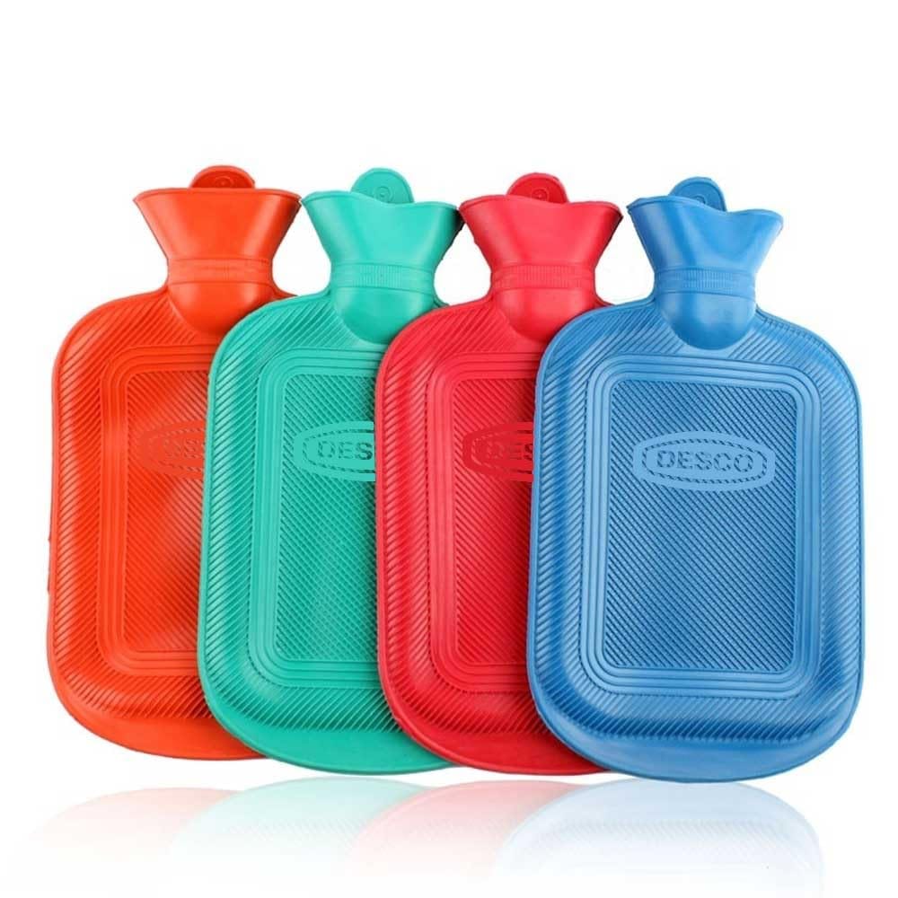DESCO Hot Rubber Water Bag, Heating Pad Hot Water Bottle & Rubber Bottle For Hot Water Bag For Pain Relief โ 2 Litre (Multicolor) Pack of 1