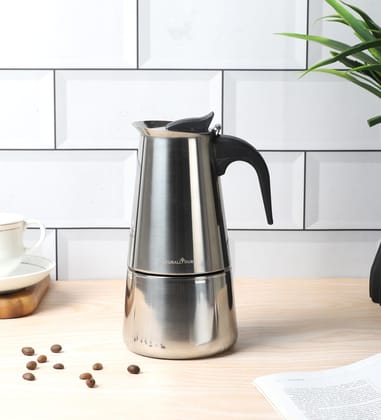NATURALLYOURS STAINLESS STEEL - MOKA POT ESPRESSO MAKER 450 ML (SILVER)
