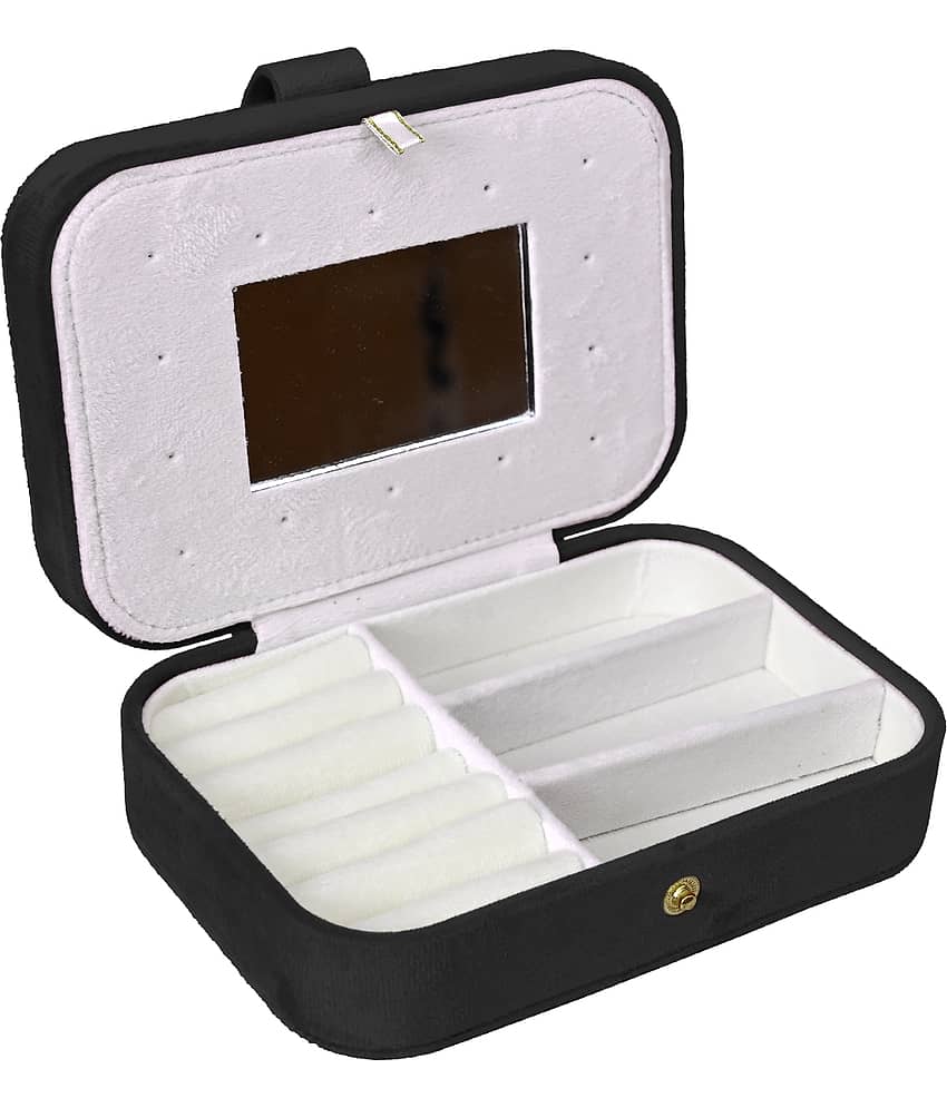 Jewellery Organiser PU Leather Zipper Portable Storage Box with Divider Container