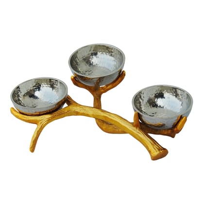 Aluminium Decorative Three Bowl With Base (AMAS3191/12)