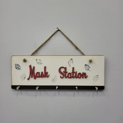 Mask Station Mask and Key Holder With 5 Hooks For Personalization-Acrylic Letters