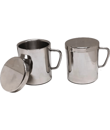 Dynore Mug with Coaster Solid Steel Coffee Mug 300 mL ( Pack of 2 )