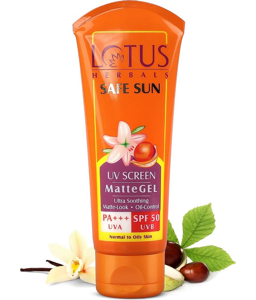 Lotus Herbals Safe Sun Uv Screen Mattegel Spf 50, Mattegel, No White Cast, Pa+++ , 30G
