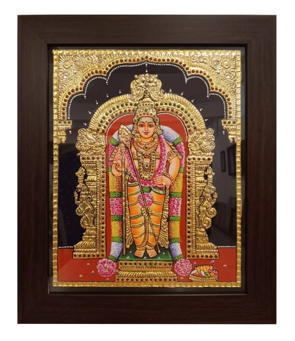Lord Murugan Traditional Tanjore Painting By Authentic Handcrafted Method (Size 18x14)