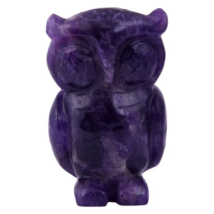 Lepidolite Crystal Owl, Fengshui, Good Luck Symbol of Wisdom and Protection from Evil, Statue, Laxmi Vahana(KI_083)  by Krishna Impex