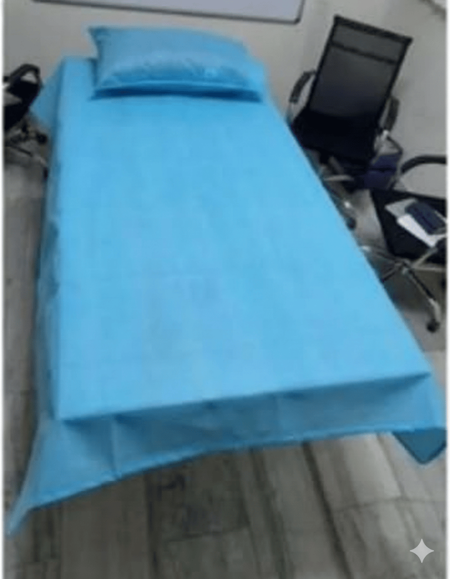 KUDIZE Combo of Disposable Bed Sheet (31 x 80 Inch) with Pillow Cover (21 x 26 Inch) for Hospital, Hotel, Spa and Beauty Parlor Travelling (Pack of 10, Blue)