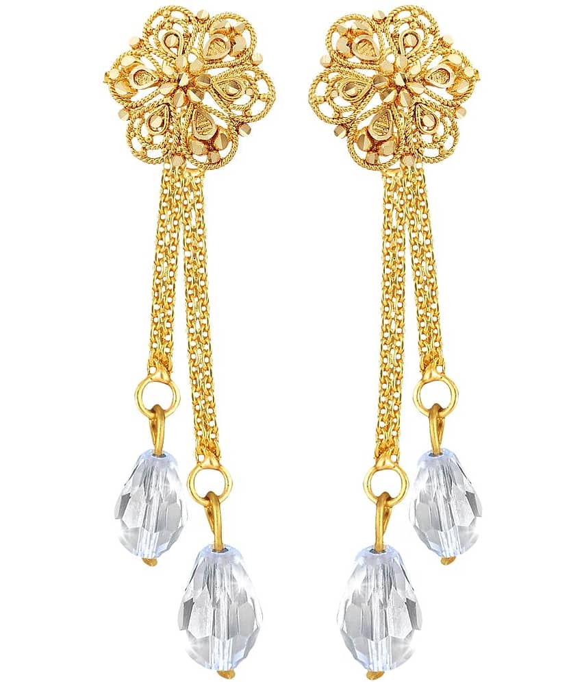 Vighnaharta Golden Drop Earrings ( Pack of 1 )
