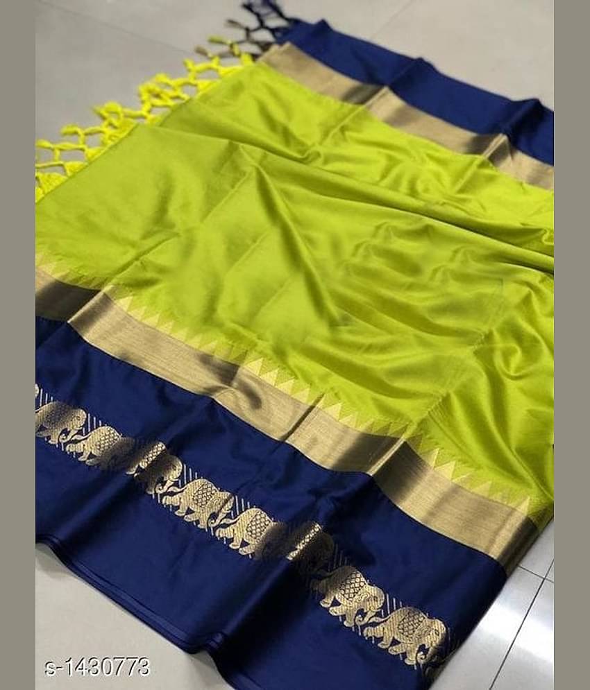 fab woven Cotton Blend Self Design Saree With Unstitched Blouse Piece ( Multicolour )