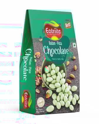 Eatriite Almond Pista Chocolate (Pista-Chocolate Coated Whole Badam) Bites, 200 gm