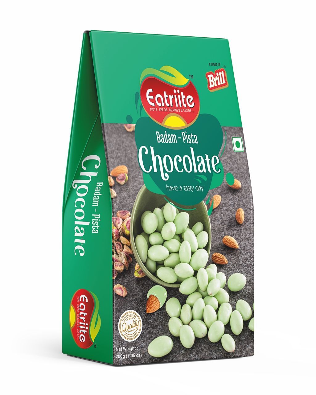 Eatriite Almond Pista Chocolate (Pista-Chocolate Coated Whole Badam) Bites, 200 gm