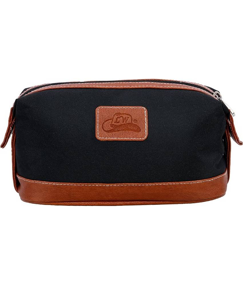 Leather World Black Nylon Shaving Toiletry Travel Organiser Kit