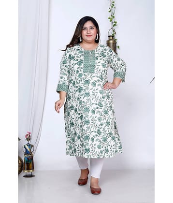 Avnii Cotton Printed Straight Women's Kurti - Green ( Pack of 1 )