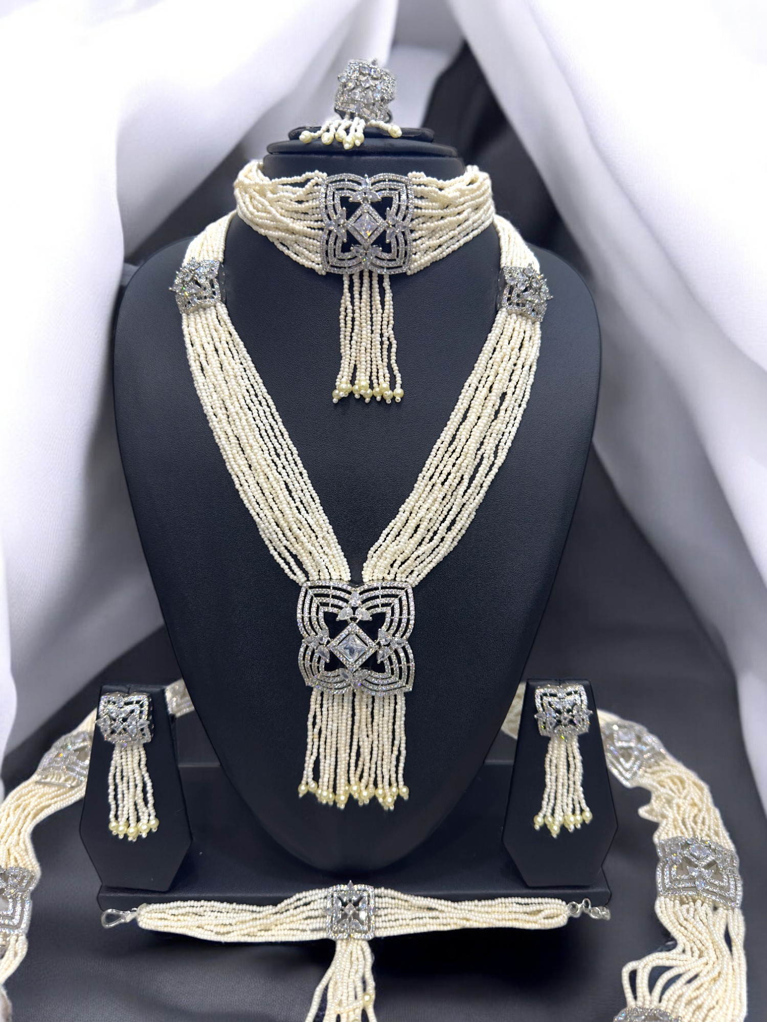 Belt Set With CZ Stones and Pearls - Signature Collection By Amit Chauhan And Sons