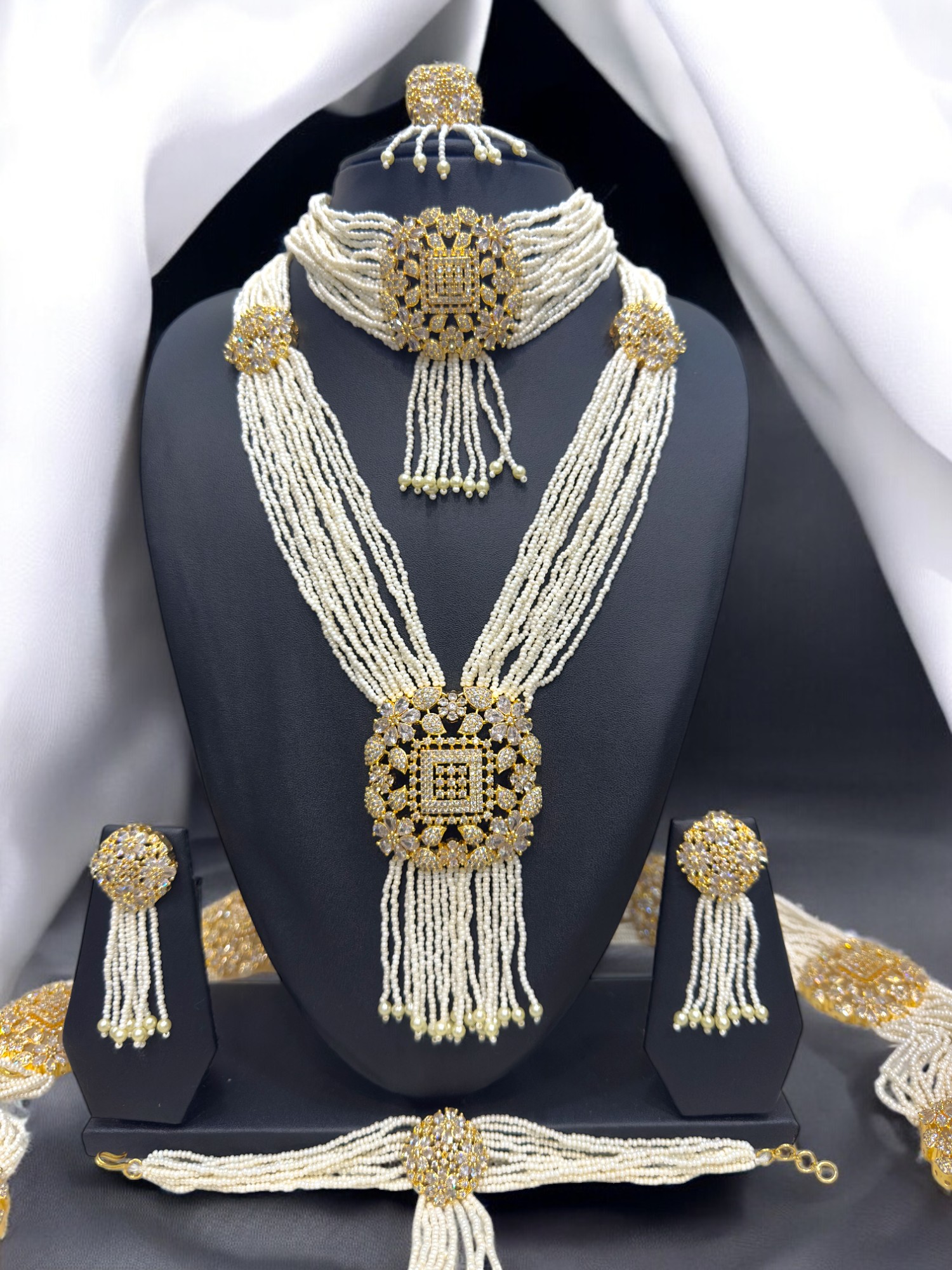 Belt Set With CZ Stones and Pearls - Signature Collection By Amit Chauhan And Sons