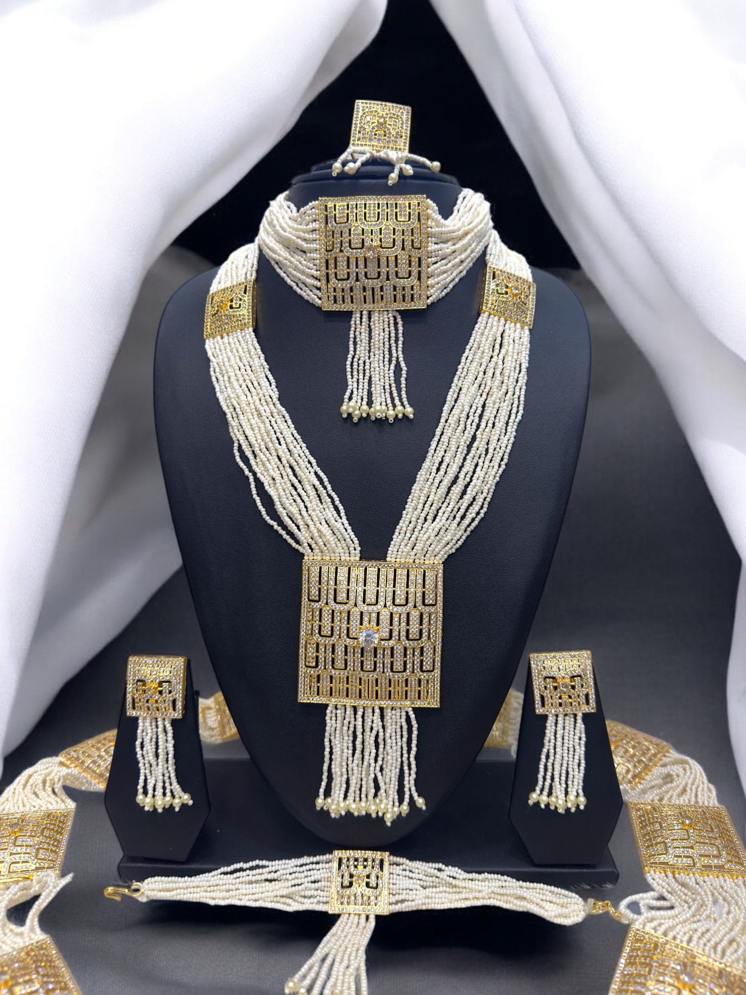 Belt Set With CZ Stones and Pearls - Signature Collection By Amit Chauhan And Sons