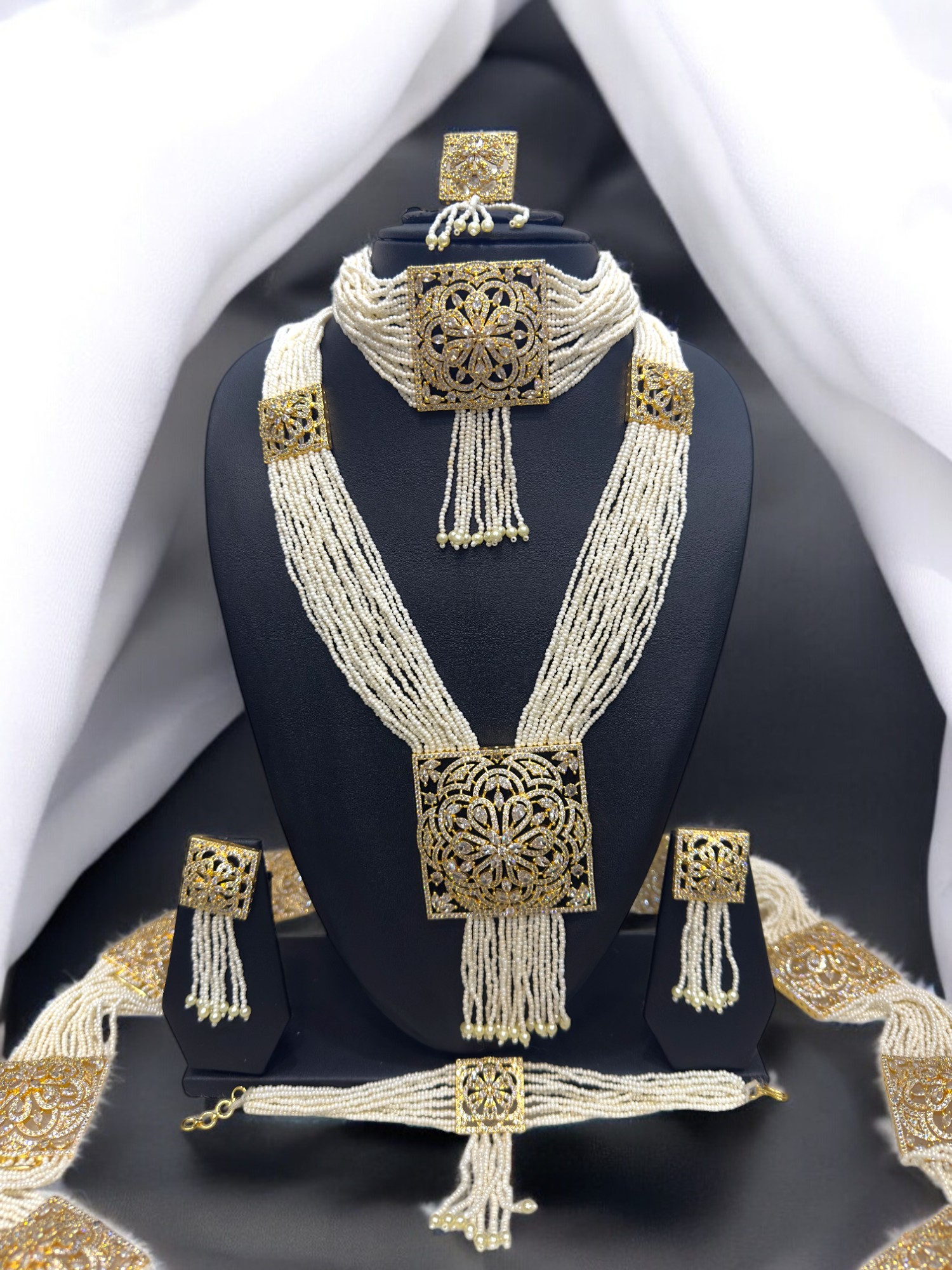 Belt Set With CZ Stones and Pearls - Signature Collection By Amit Chauhan And Sons