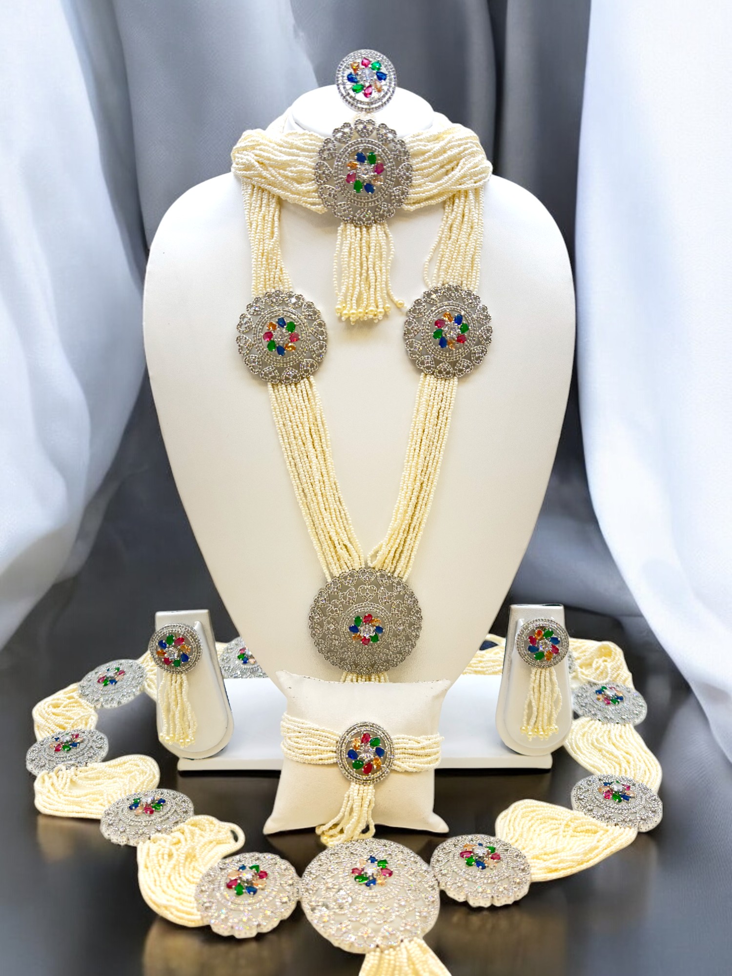 Belt Set With CZ Stones and Pearls - Signature Collection By Amit Chauhan And Sons