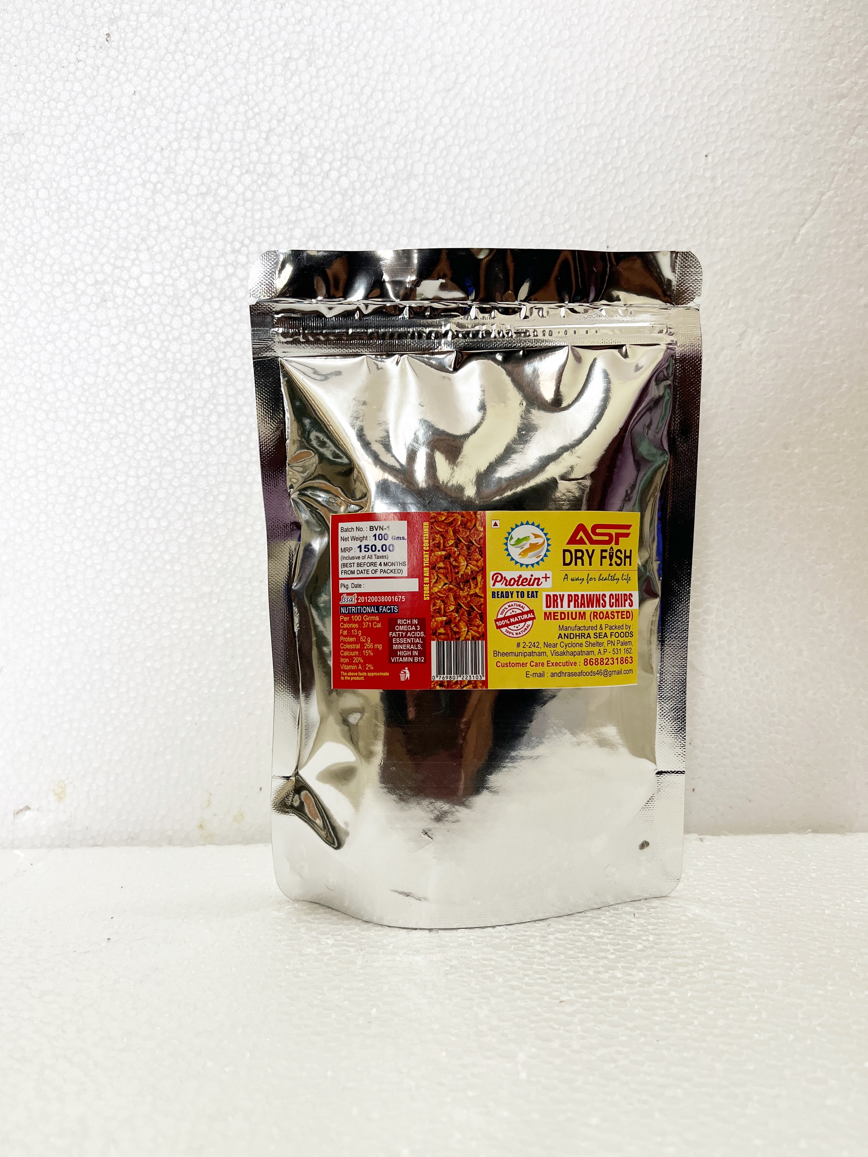 Dry Fish/Dry Prawns/medium/ Chips/spicy/ready to eat/100gm/100% natural food