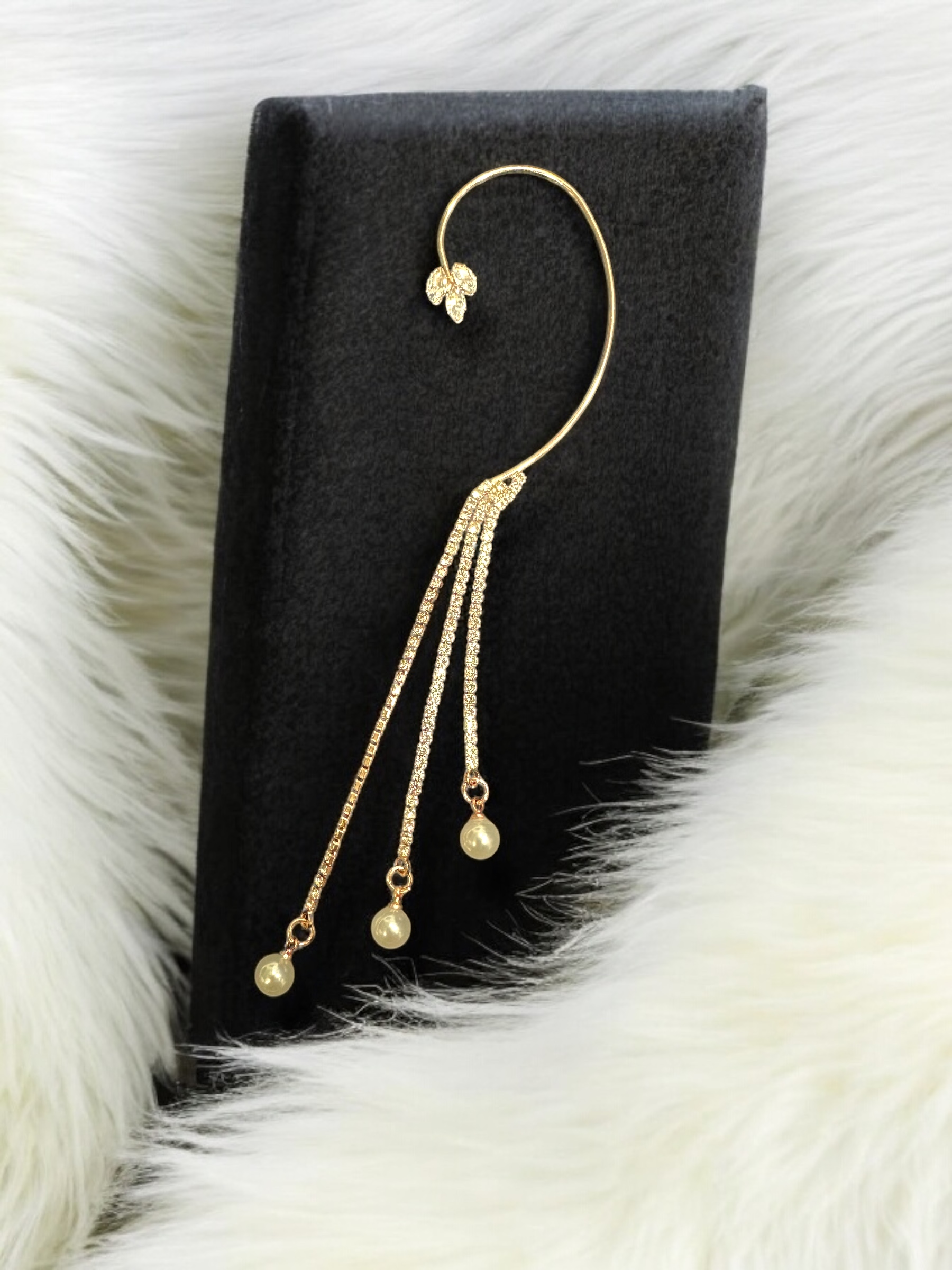 Blush Bloom Ear Cuff - Pearl Tassle - By Dia Art Jewels