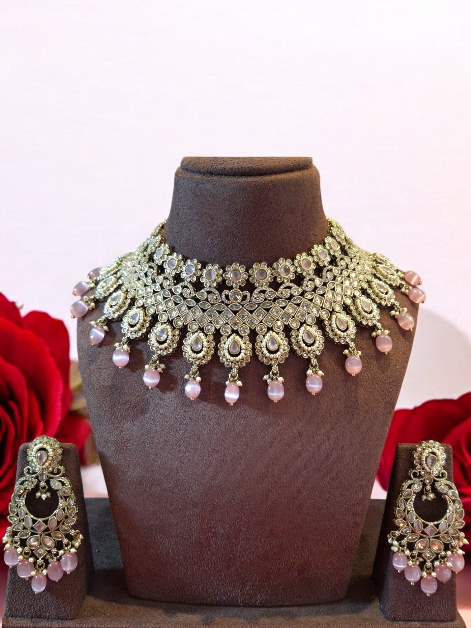 The Blushing Bride Choker Set - The Royal Bride by Dia Art Jewels