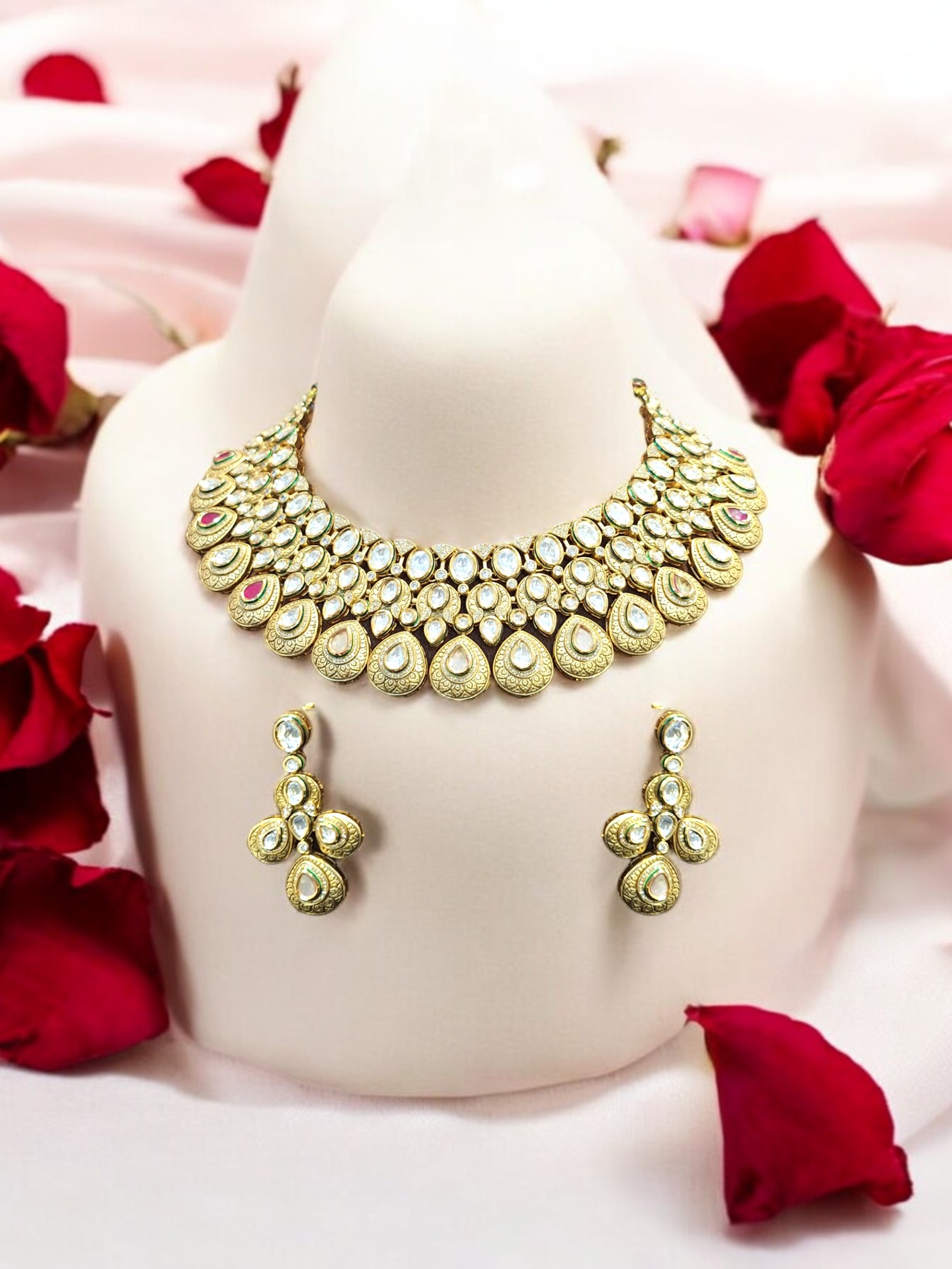 Dewdrop Choker Set - The Royal Bride by Dia Art Jewels