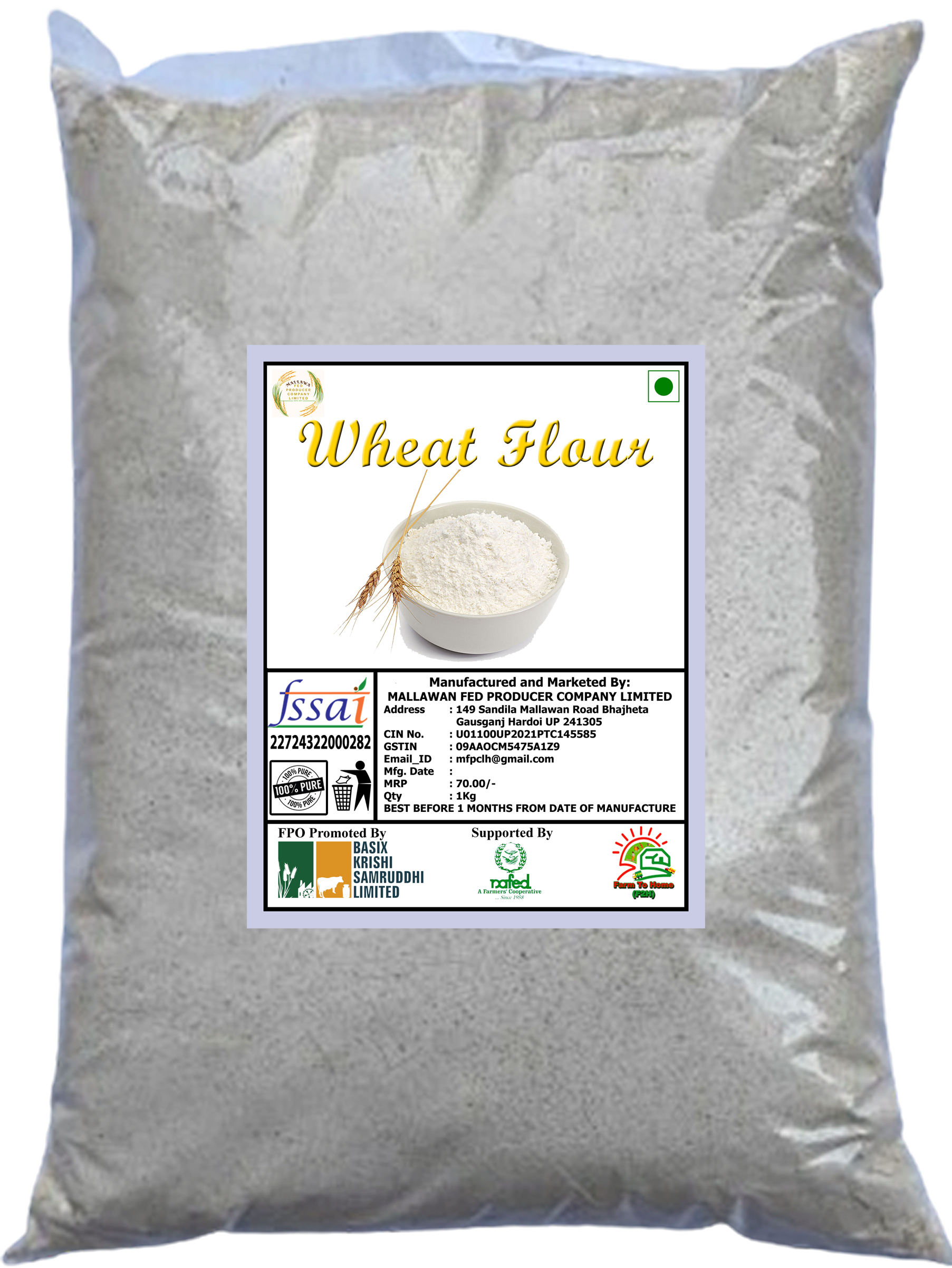 1 Kg Whole Wheat Flour | 100% Pure | Atta | Chakki Fresh | No Preservatives | Good for Health | Best Quality | Buy Online