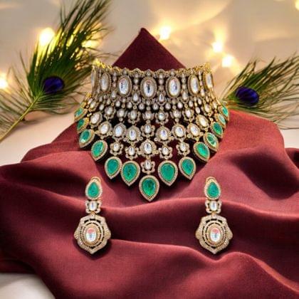 Eternal Elegance: White Kundan Bridal Set