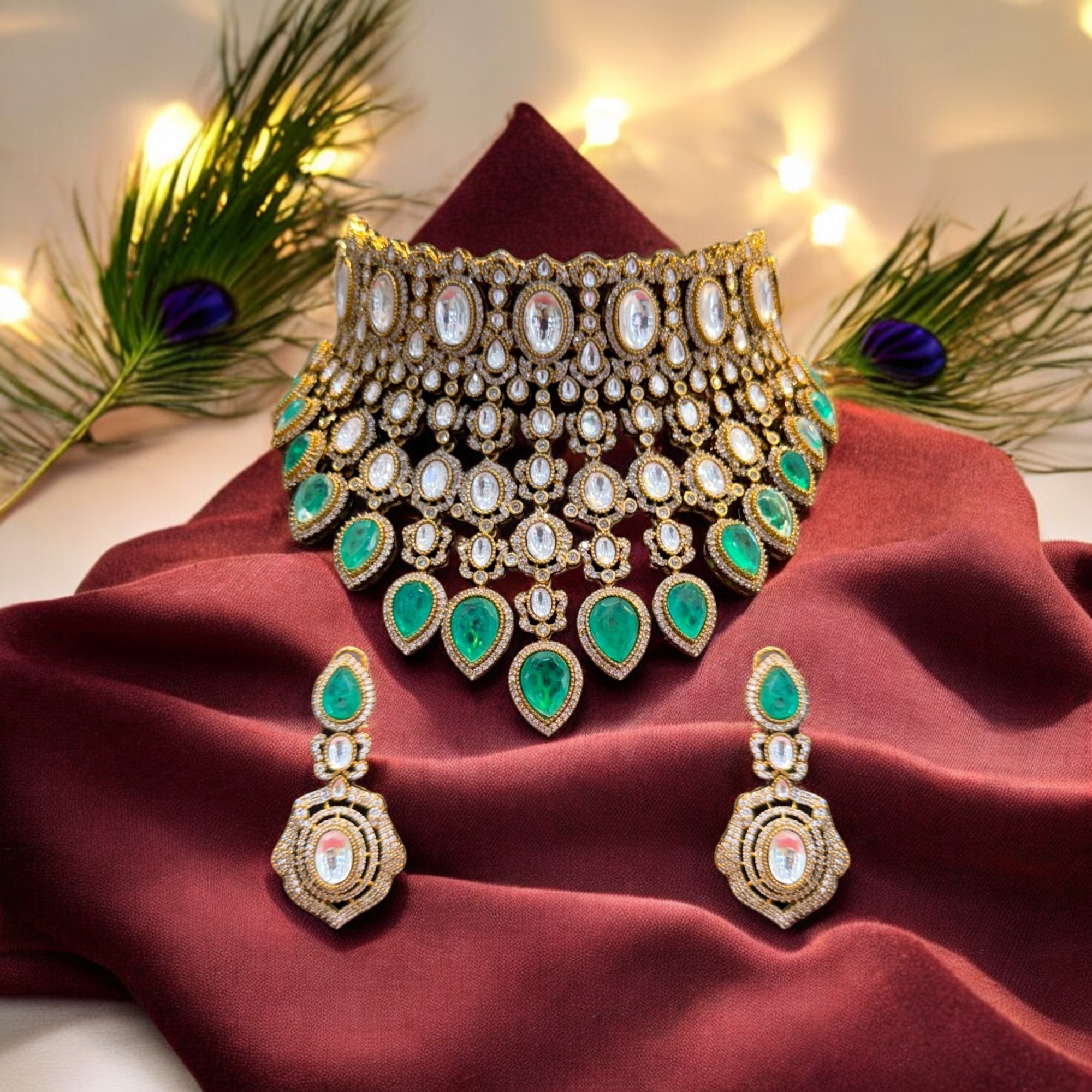 Eternal Elegance: White Kundan Bridal Set
