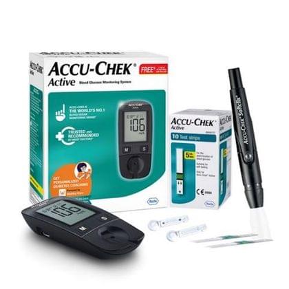 Accu-Chek Active Blood Glucose Monitoring System Kit with 10 Test Strips Free