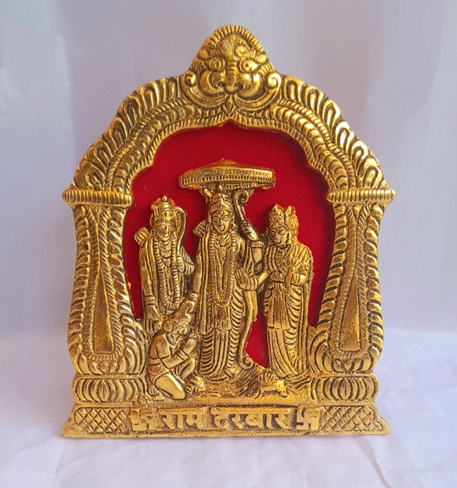 Handmade Lord Ram Darbar Murti | Rama Sita Lakshman Hanuman Statue | Ram Parivar Murti for Home Temple Blessing, Happiness, Health, Wealth | Size 5.5 Inch