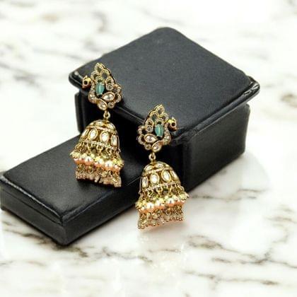 Peacock Chime Jhumkas By Dia Art Jewels