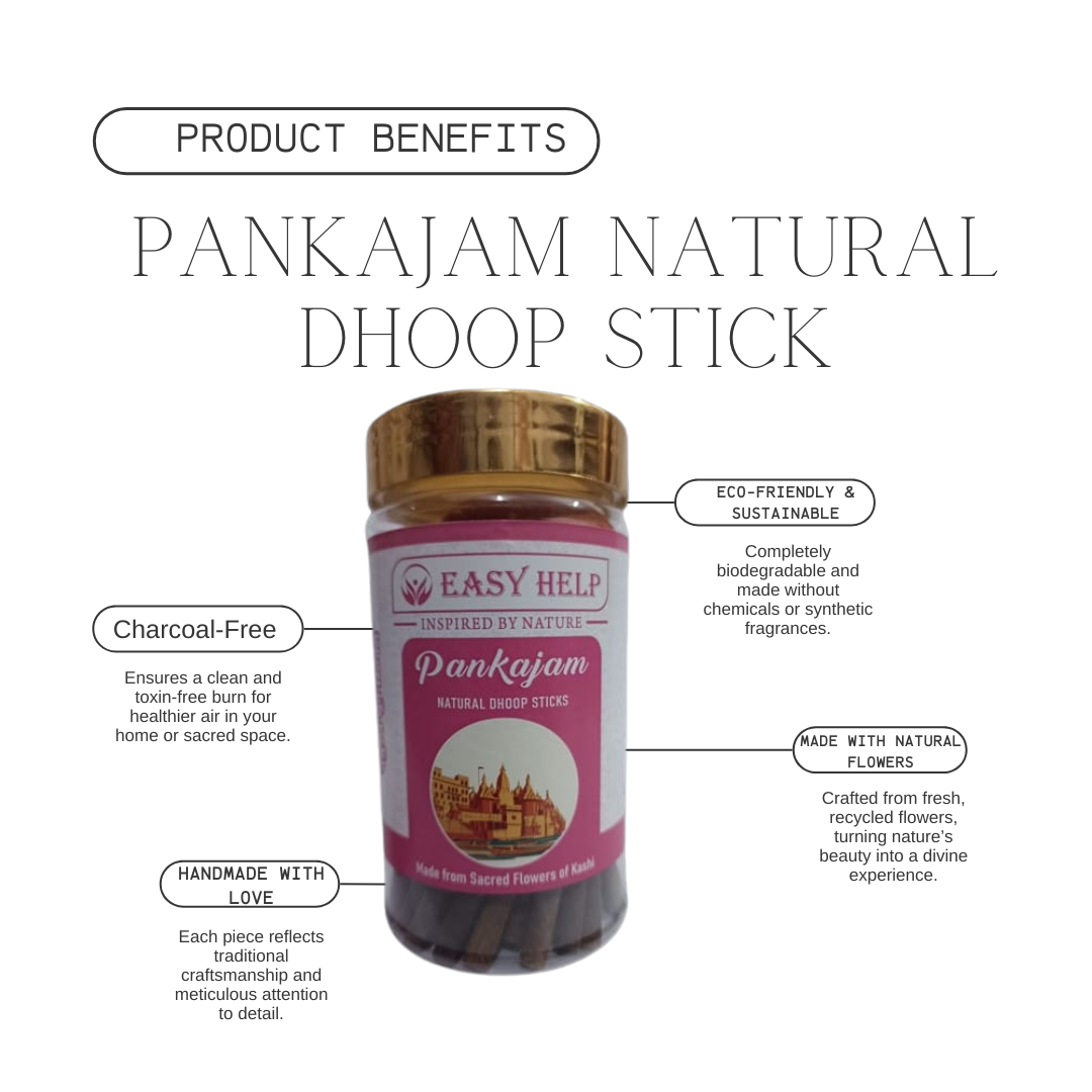 Pankajam Floral Dhoop Sticks – Handcrafted Charcoal-Free Incense for a Calming and Pure Fragrance
